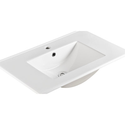 Dessus de meuble-lavabo en céramique pour salle de bain, 30 po, blanc brillant, P 29,9 po x l 18,3 po x H 6,7 po, céramique, allergie