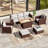6 Pieces Patio Set with 45'' Fire Pit Table, PE  Rattan Patio Sofa Set With Ottomans and Sturdy Frame-1025450992-1025451007