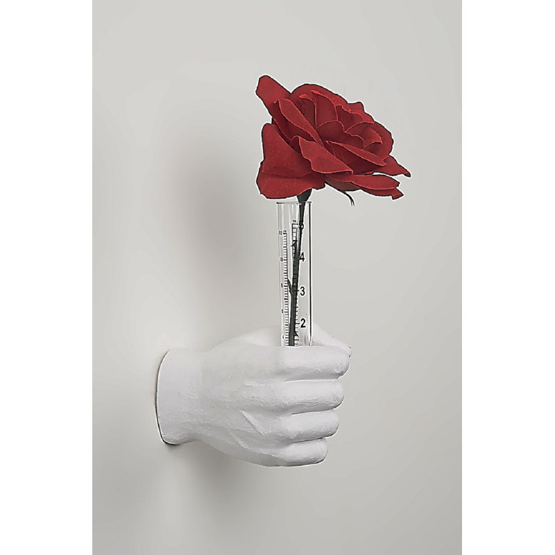 Seniha White Flower Vase Hand Wall Mount - 7" long