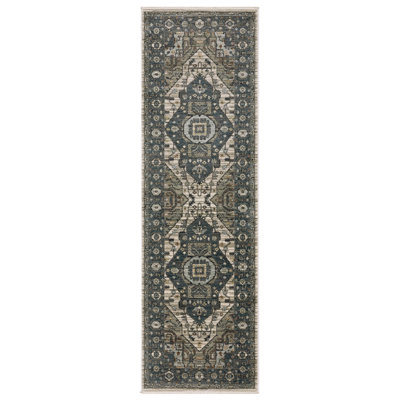Tapis bleu / brun Caia