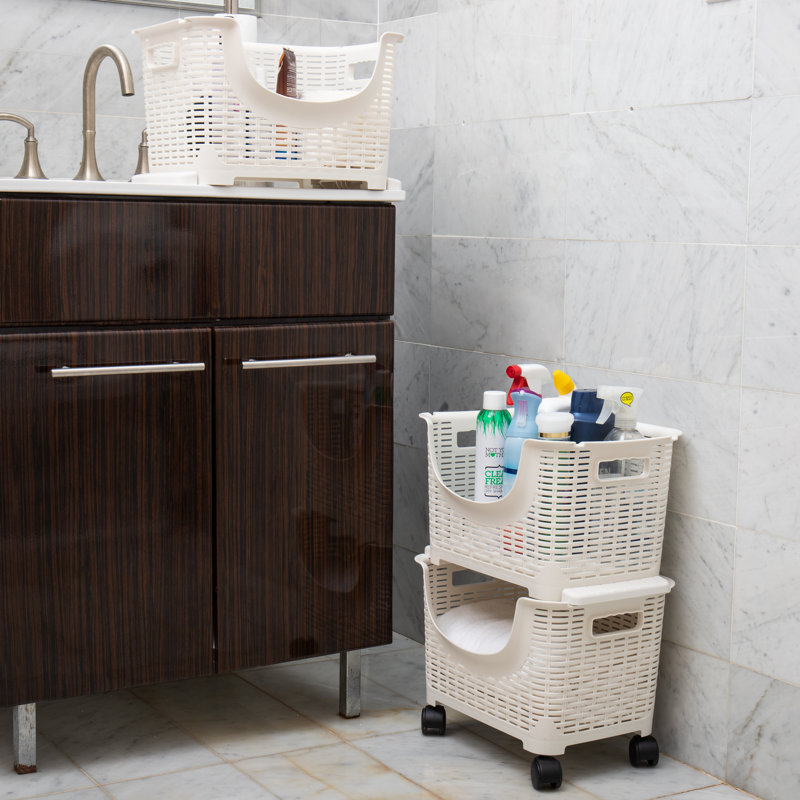  Plastic Storage Cart, Kitchen Storage, Rolling, Toy Storage, Laundry, Kitchen, 14.75"L x 11"W x 28.25"H