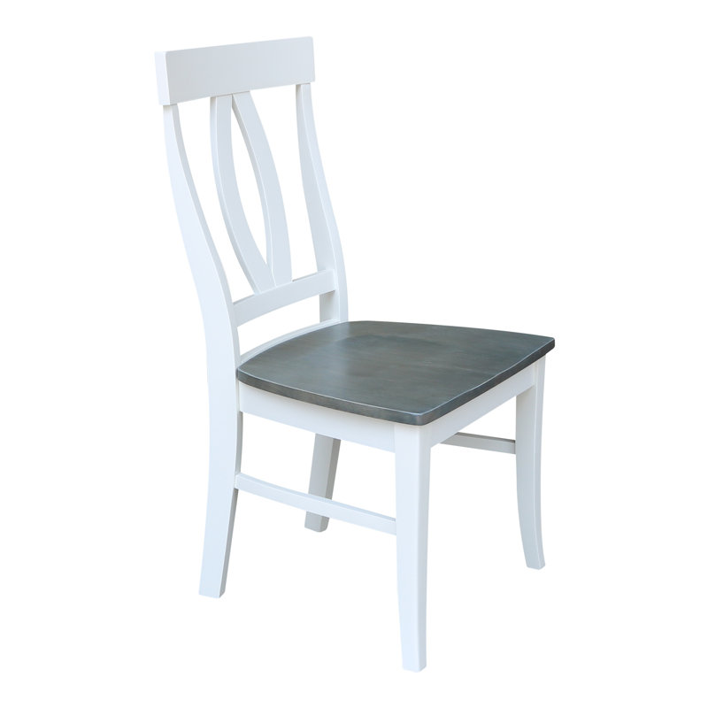  Arite Solid Wood Side Chair, White/Heather Gray