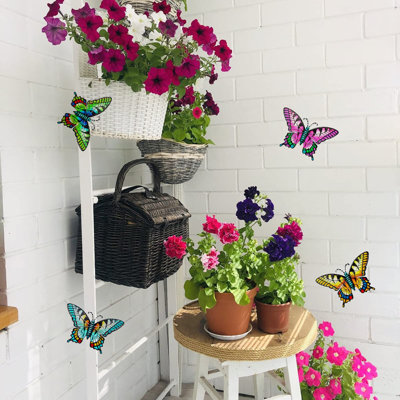 Butterfly Wall Decor Butterfly Garden Ornaments Outdoor Indoor Metal Wall Art Decor Home Decorative Hanging Decorations for Room Yard Fence，4PCS.