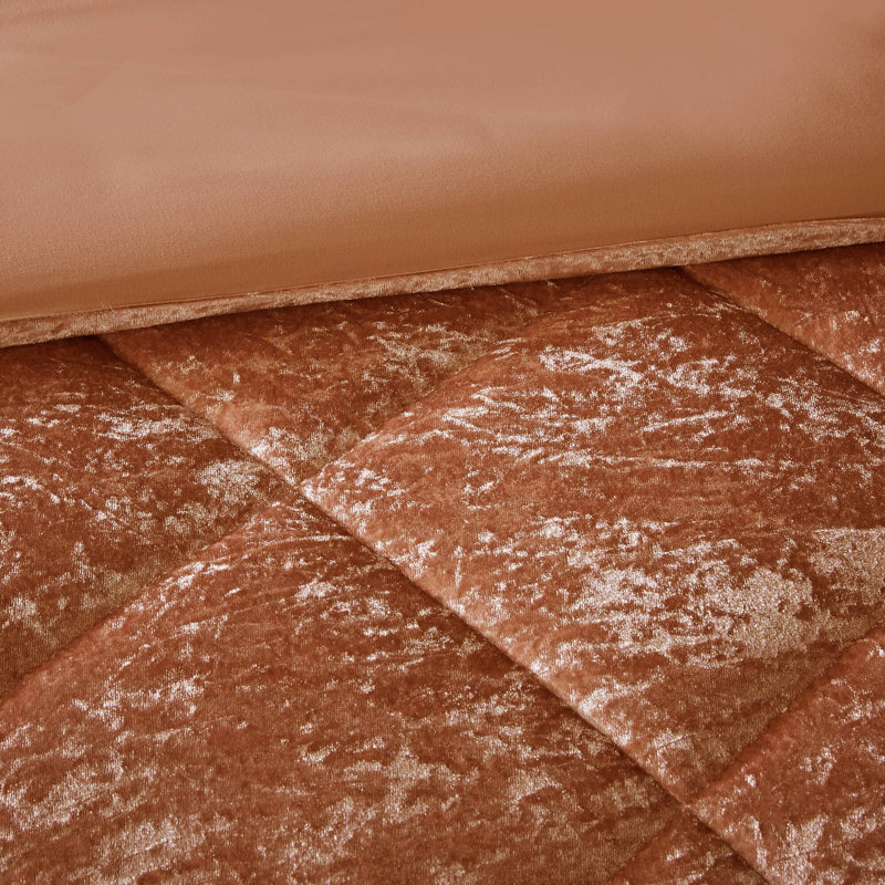 Rust Velvet Twin/Twin XL Quilted Duvet Cover Set with Pillow