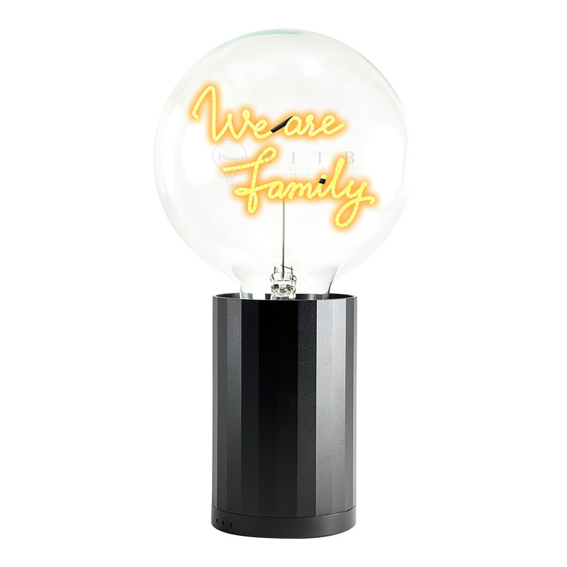 Ampoule We Are Family Lampe de table ambre avec base portative, Métal métal, Noir, H 5,5 po x l 296,73 po x P 9,5 po