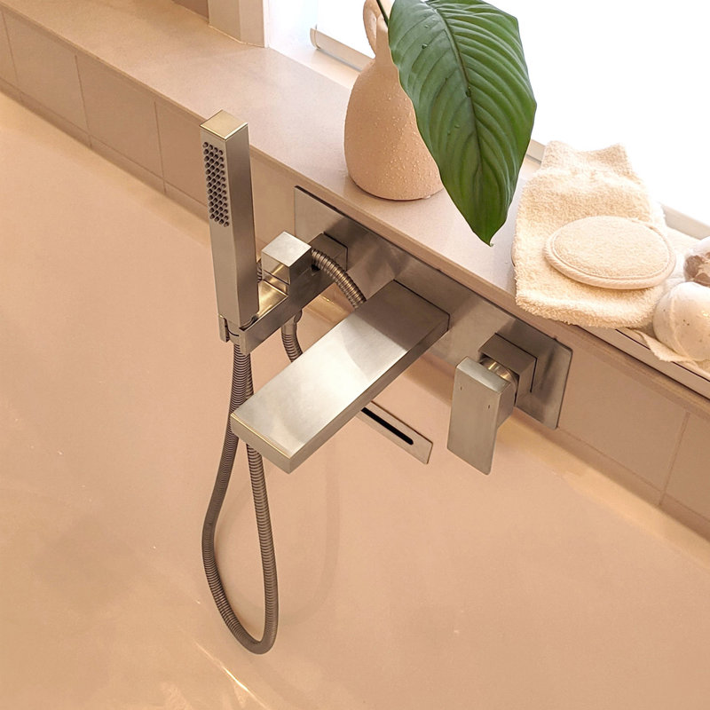Sally Single-Handle Wall Mounted Bathtub Faucet with Hand Shower, Chrome
