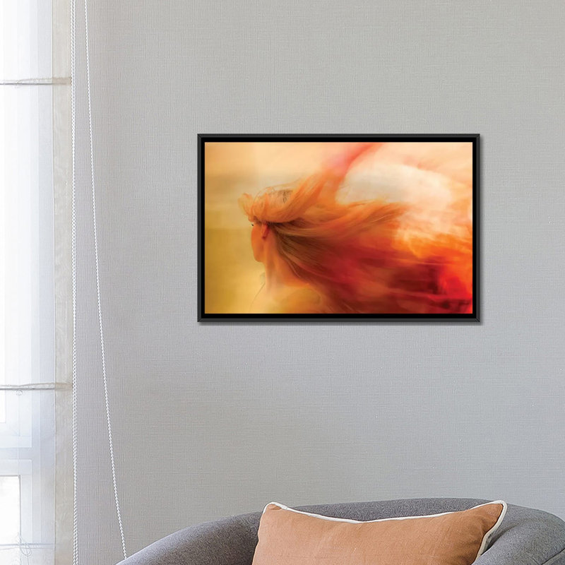 « oublier me », impression sur toile, H 18 po x l 26 po x P 1,5 po, Pas de tapis, Toile avec cadre noir