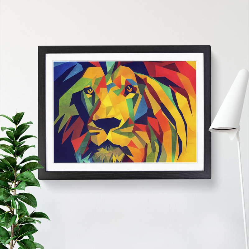 Abstract Lion Vol.3 - Framed Print, 34cm H x 46cm W x 2cm D, Black