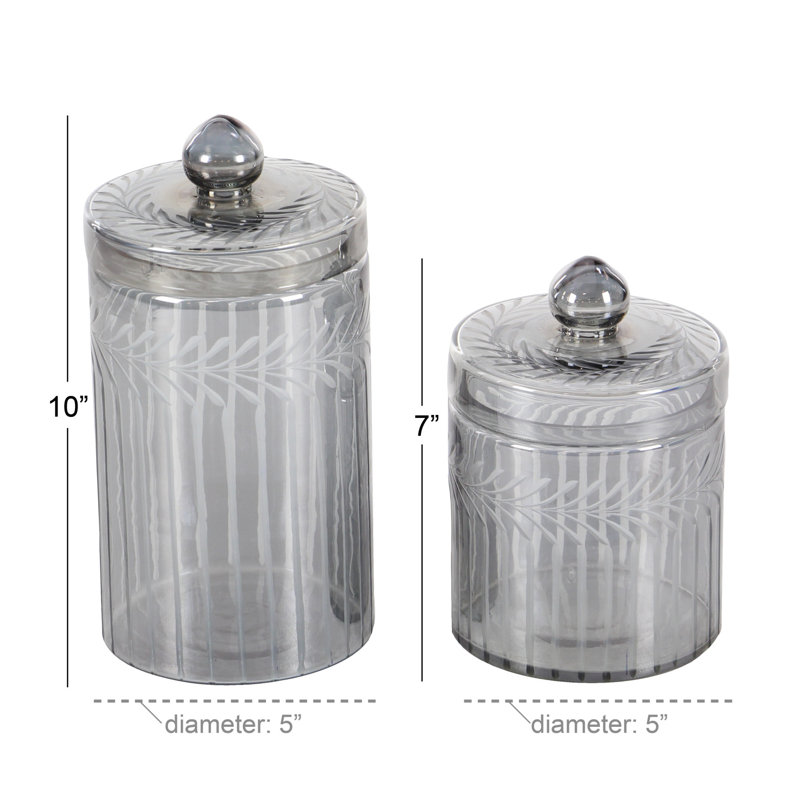 Glass Handmade Gray Decorative Jars Set