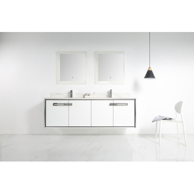 72'' Double Bathroom Vanity with Carrara Quartz Top