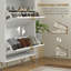 HOMCOM Narrow Shoe Cabinet with 3 Flip Doors for 12 Pairs of Shoes, White