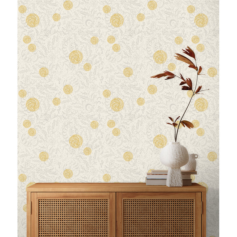 Yuki Osada Floral Wallpaper Double Roll, Yellow/Cream