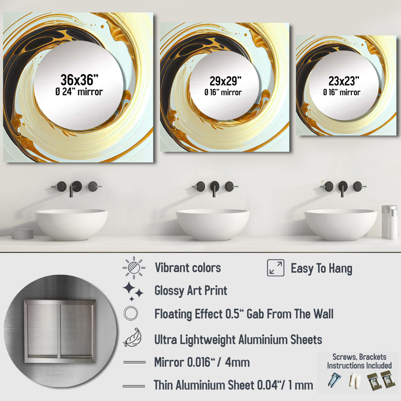 Décoration murale Gerray - Miroir carré moderne pour chambre à coucher, 23 po x 23 po