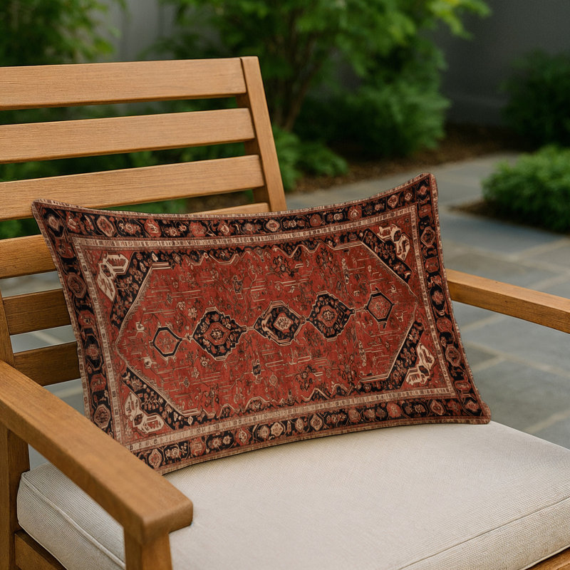 Overdyed Indoor and Outdoor Throw Pillow, Rectangular 20"H x 14"W, Brown Oriental  1234