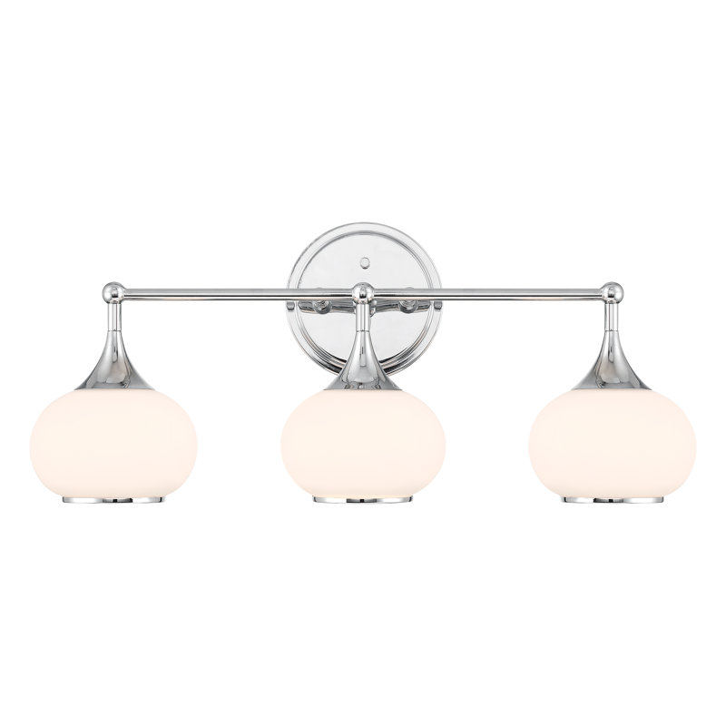 3 Light – Polished Chrome Finish Modern Globe Vanity Light, 10.63" H x 24" W x 7.5" D, 3, Chrome