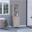 Armoire à linge Jannès, deux tablettes ouvertes, porte simple, finition gris clair-1430741819