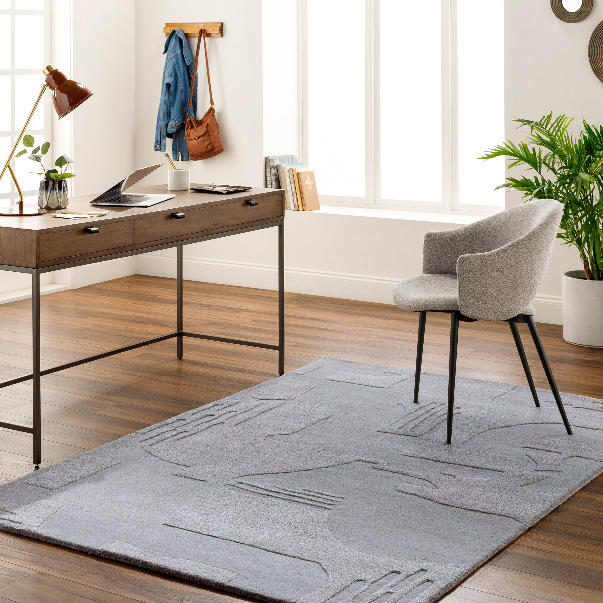 Raki Green Rug, Rectangle 2' x 3'