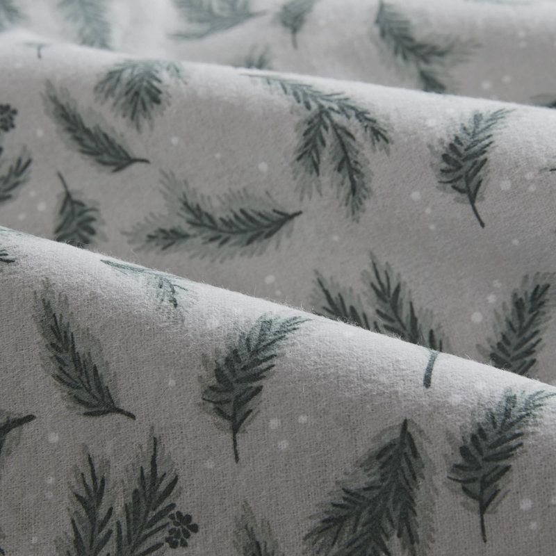4 Pieces 100% Cotton Flannel Printed Sheet Set,Sage Winter Fauna, Full Sheet Set, Multi Floral
