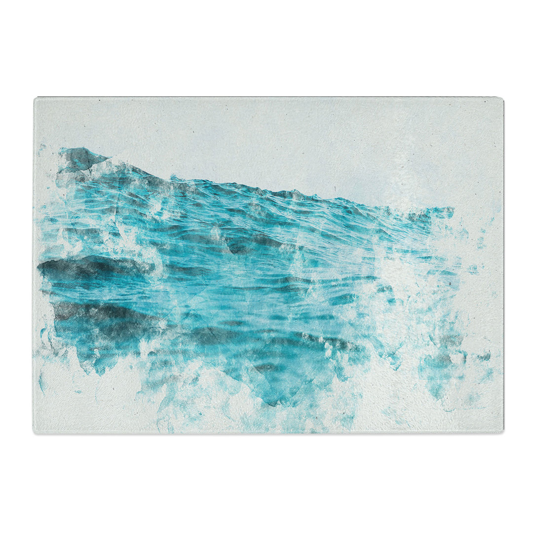 Tempered Glass Ocean Wave in Morocco Chopping Board
