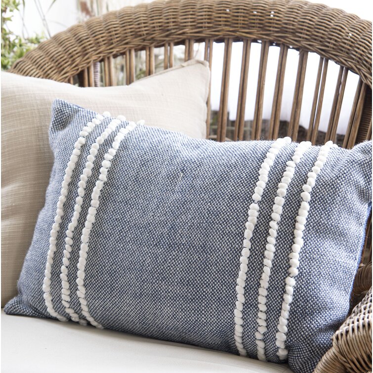 Alco Woven White Modern Throw Pillow with Down-Alternative Insert