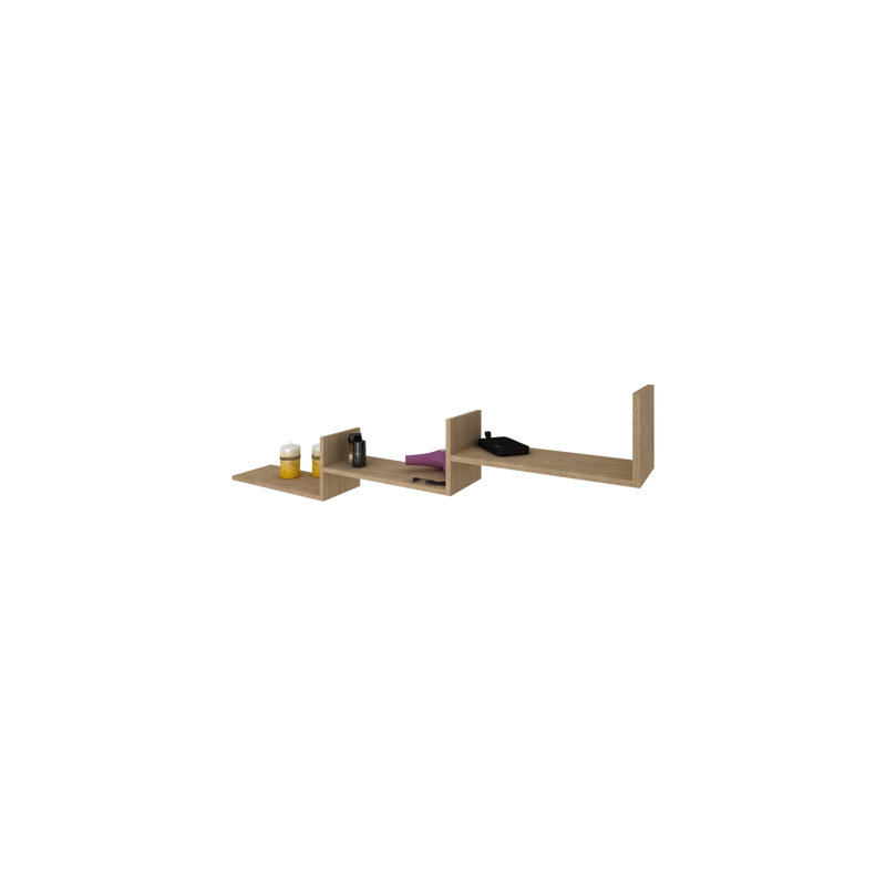 Jolean 3 Piece Square Cube Shelf, Light Brown