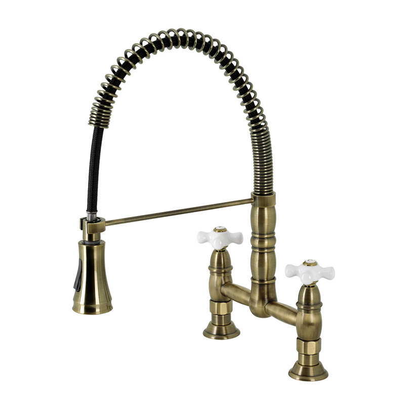 Heritage Pull Down Bridge Faucet, Antique Brass