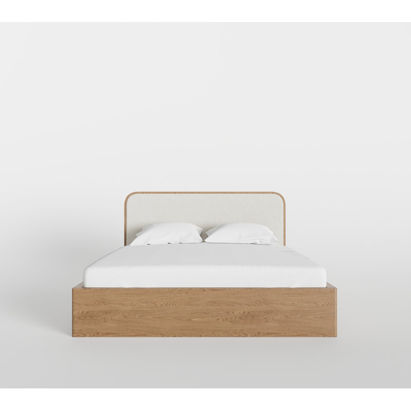 Baxtor Walnut King Boucle Headboard Bed, King, Walnut