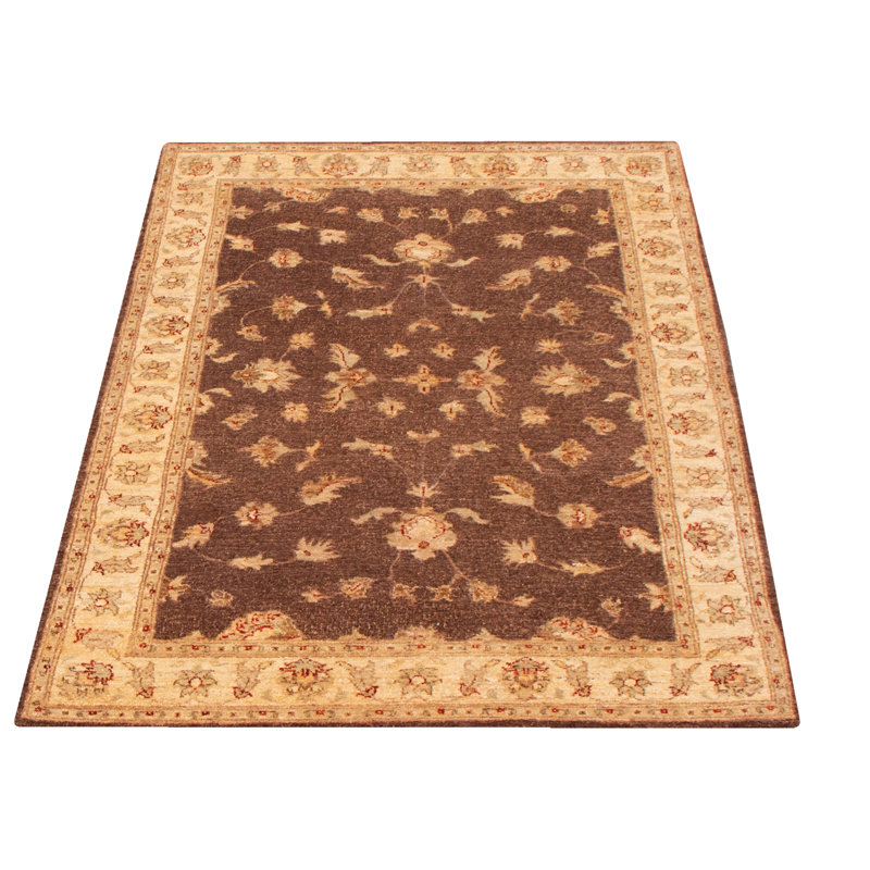 Tapis brun foncé Peshawar Oushak 4 pi 1 po x 6 pi 1 po