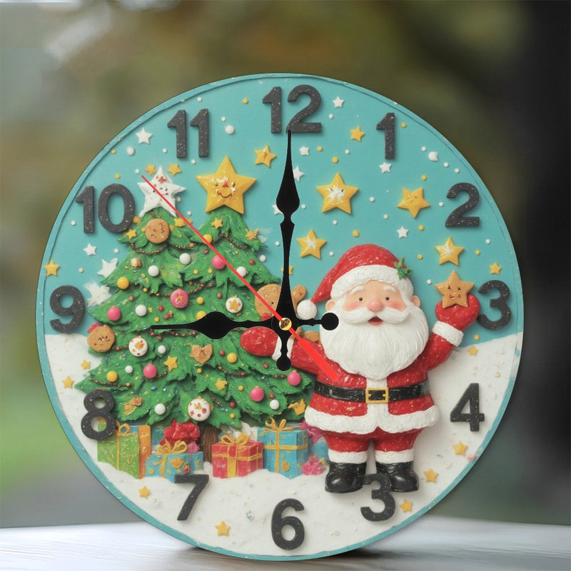 Noël-Père Noël-Cadeaux-Horloge-Cadran