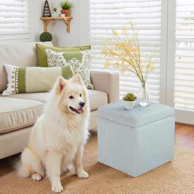 16.5" Corduroy Storage Ottoman With Flip-Top Lid, Upholstered Small Bench For Entryway, Bedroom, Or Living Room