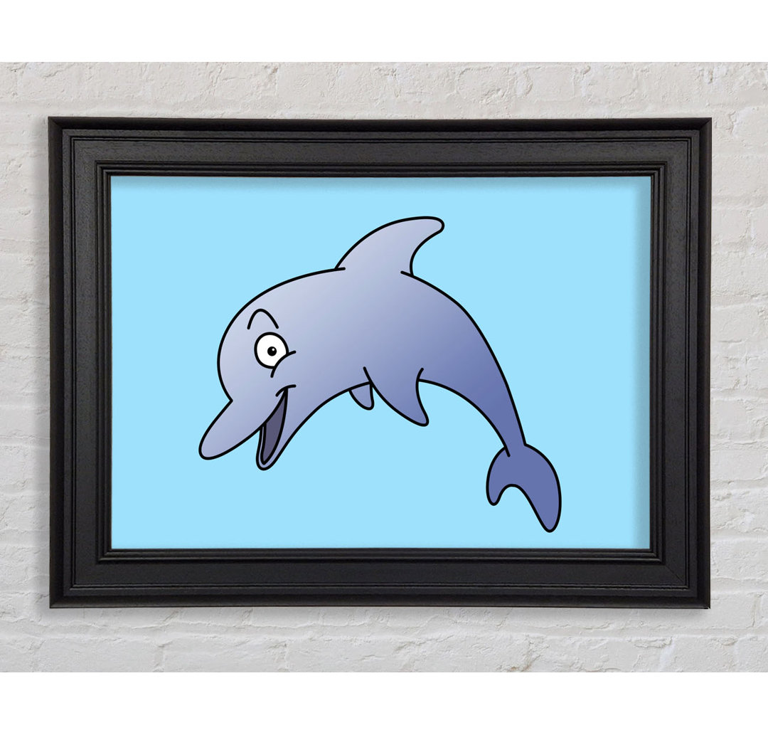 Gerahmtes Wandbild Happy Dolphin Baby Blue