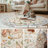 Chinoiserie Vintage Floral Rug Washable Non-slip Beige/Blue-369111552-377265321