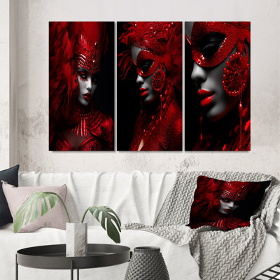 Ensemble de 3 pièces rétro glamour mystérieuse et écarlate «I Fashion Fashion»