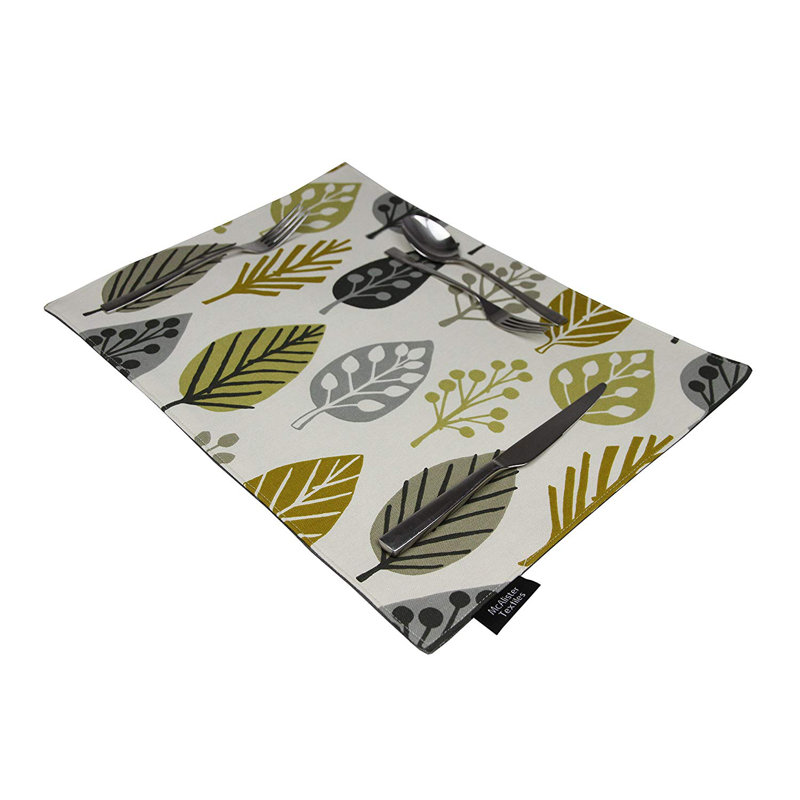 Alexys Cotton Floral Rectangle Placemat, Ochre Yellow