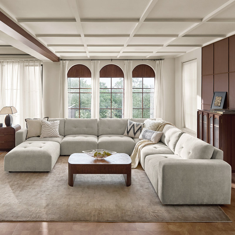 Esme 156" Modern Oversized Modular Sectional Sofa with Chenille Fabric and Memory Foam Cushions, Dove