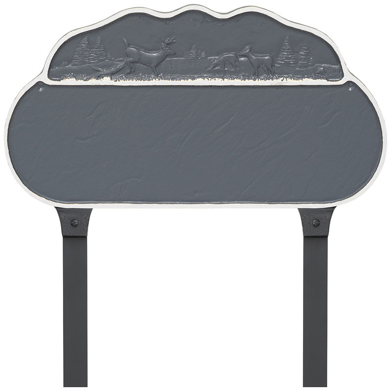 Enseigne d’adresse pour pelouse sur 1 ligne, Gris / Blanc, Oui