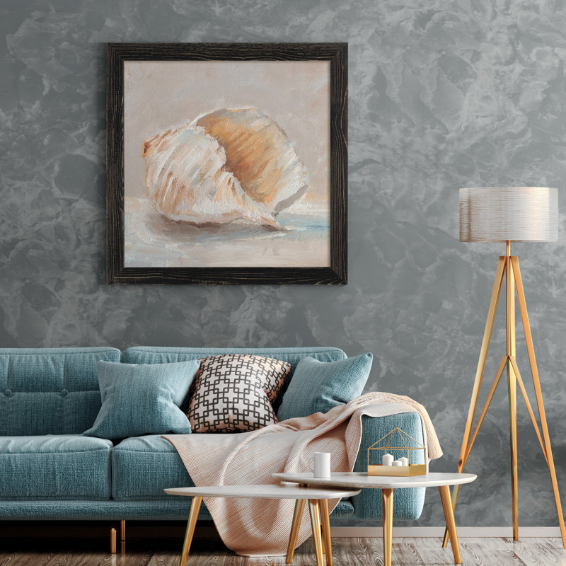 Impression de peinture encadrée sur papier impressionniste coquille d’étude IV, H 21 po x l 21 po x P 1 po, Cadre noir