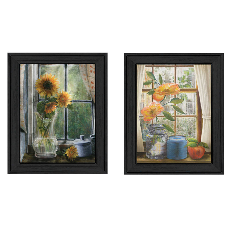 «Flowers», ensemble de 2 peintures encadrées
