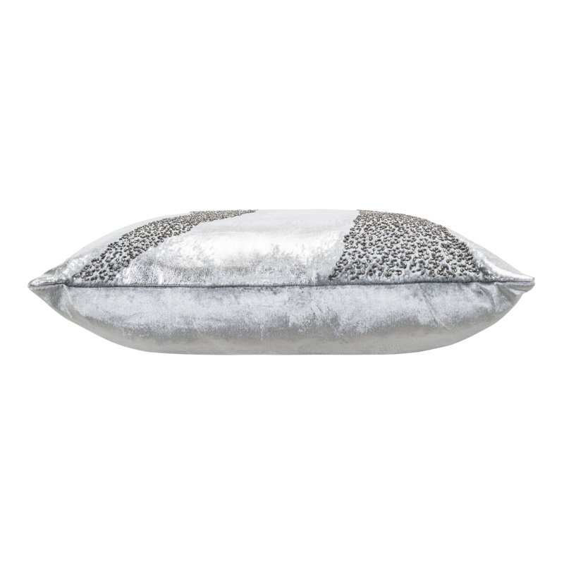 Ruza Velvet Square Pillow Cover & Insert, Aqua/Silver