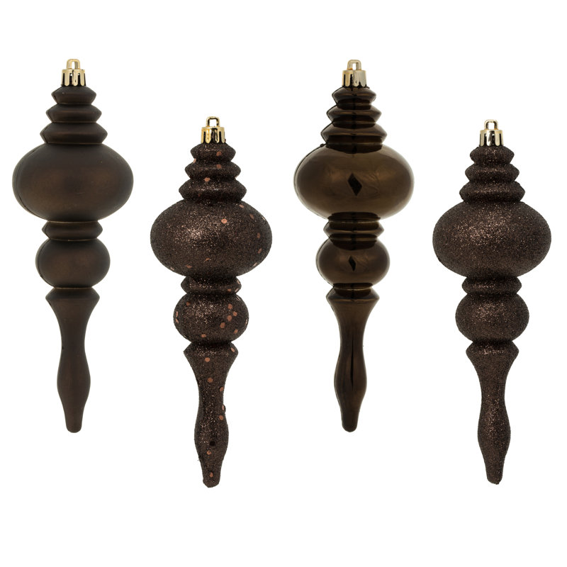7" 4-Finish Finial Ornament, Chocolate