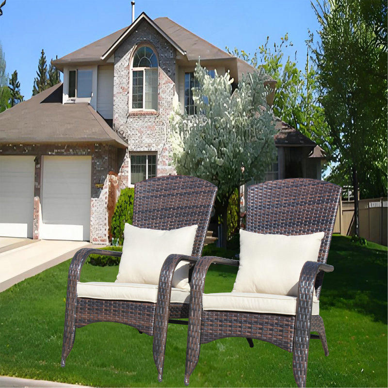 Chaise de patio avec coussins, Beige, Brun