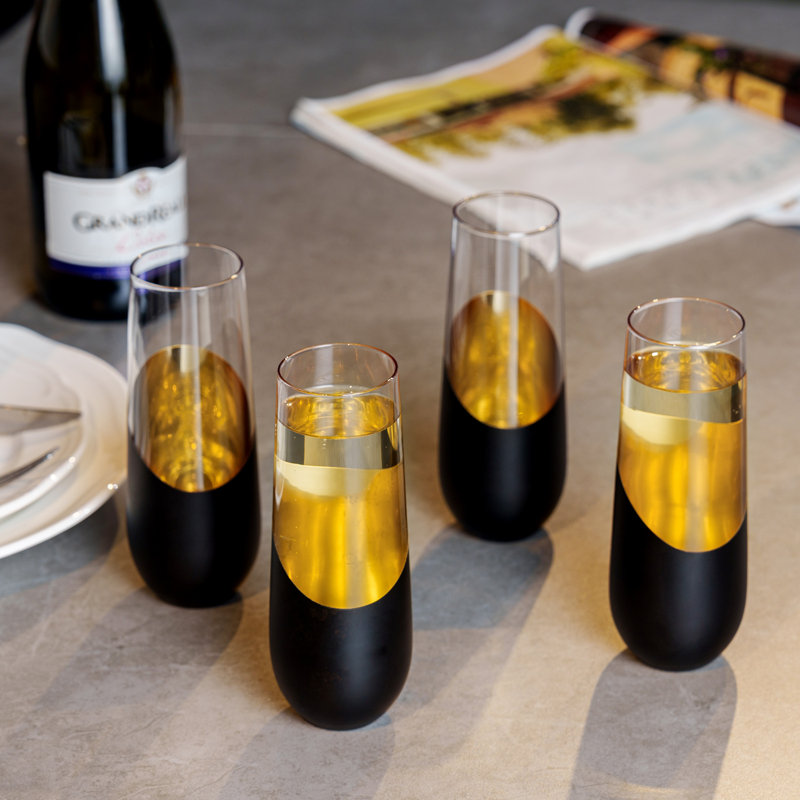 9 oz. Modern Black Gold Champagne Flutes