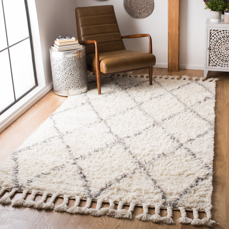 Powell Hand Woven Wool Geometric Rug, Rectangle 5' x 8'