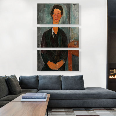 Portrait of Chaim Soutine 1917 par Amedeo Modigliani - ensemble de 3 reproductions d'art sur toiles tendues