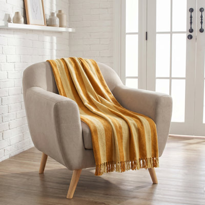 Artisan Striped Recycled Cotton Fringe Throw