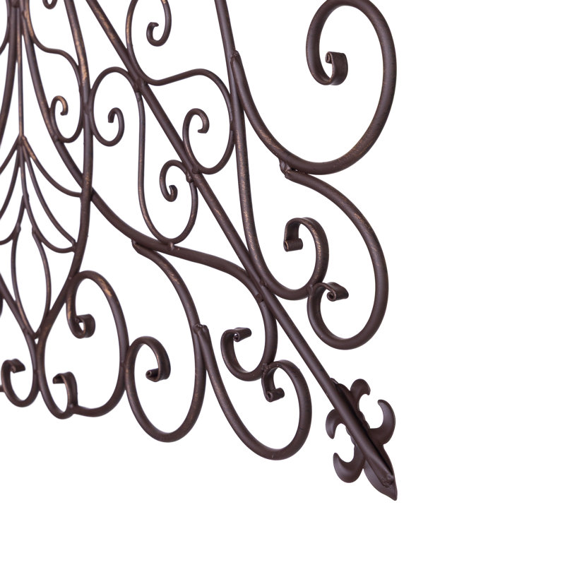 Lotus Scrollwork Square Metal Wall Decor