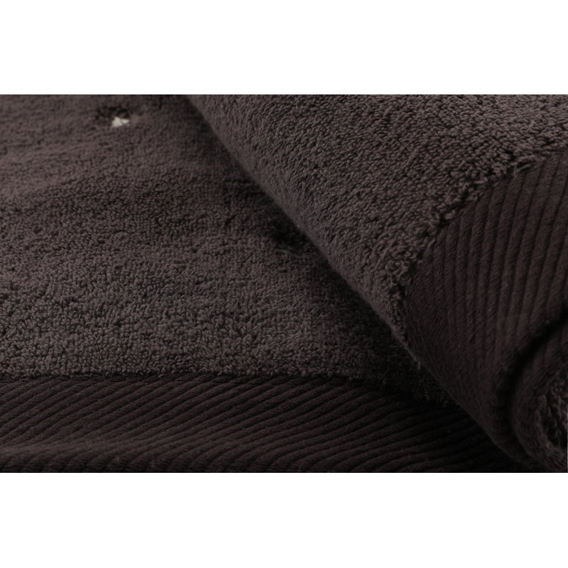 Ensemble de 2 serviettes de bain 100% coton, Gris foncé / Crème