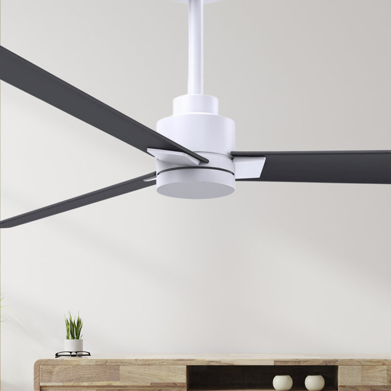 Alessandra Outdoor Downrod Ceiling Fan, Matte White, Matte Black