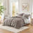 3 PCS Solid Faux Fur Comforter Mini Set Gray-126579663