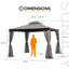 Fabric Pavillon Roseg - 300cm x 300cm, grey